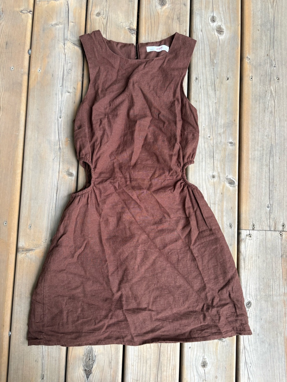 SUPRE Brown Sleeveless Cutout Mini Dress
